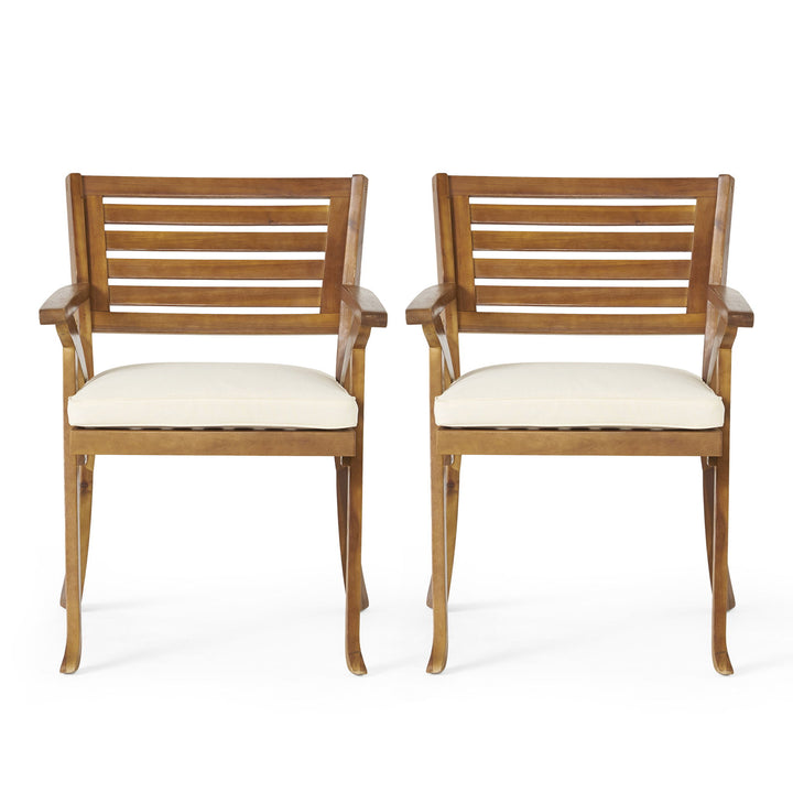 Outdoor Hermosa 5 Piece Wood Dining Set With Cushions - Teak / Beige