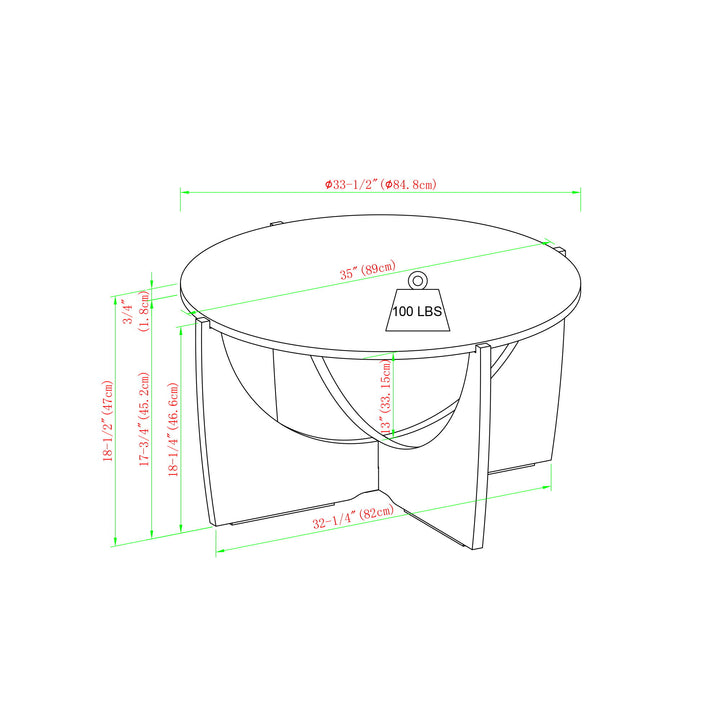 Contemporary Open Arch Base Round Coffee Table - Cerused Ash