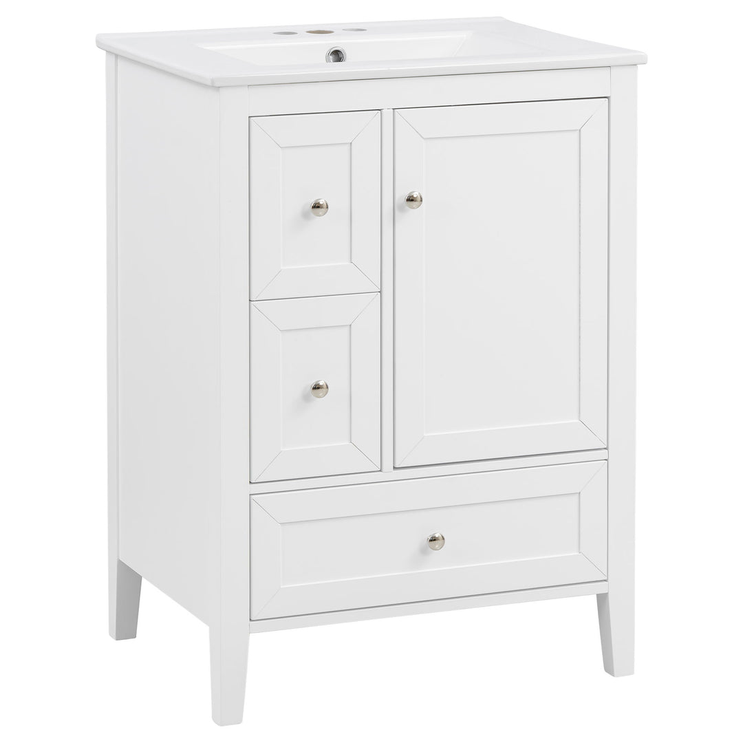 Modern Bathroom Vanity With Sink, Soft Close Drawers & Door, Storage Rack