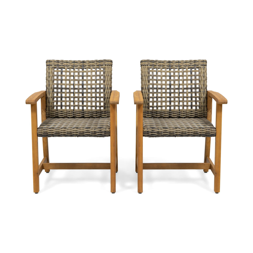 Outdoor Dining Chair Acacia Wood Frame (Set of 2)