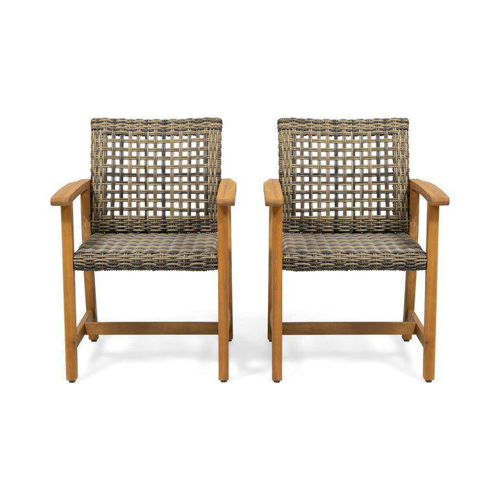 Outdoor Dining Chair Acacia Wood Frame (Set of 2)