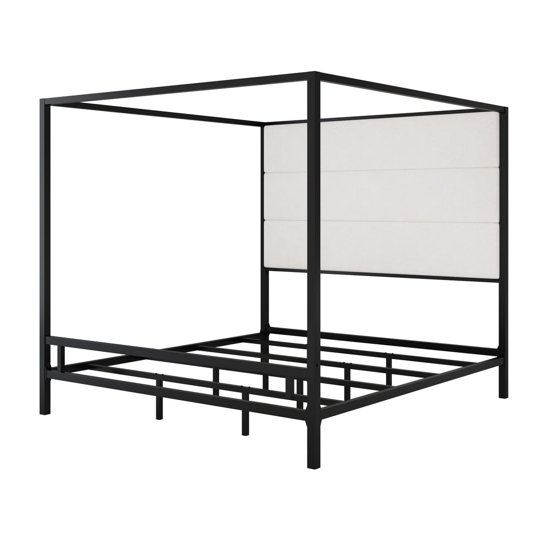 Modern Canopy Bed With Tall Upholstered Headboard