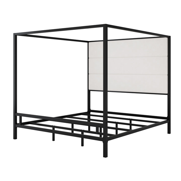 Modern Canopy Bed With Tall Upholstered Headboard