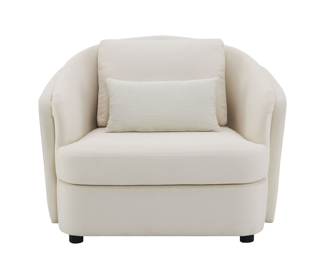 Mariko - Linen Chair With 1 Toss Pillow - Beige