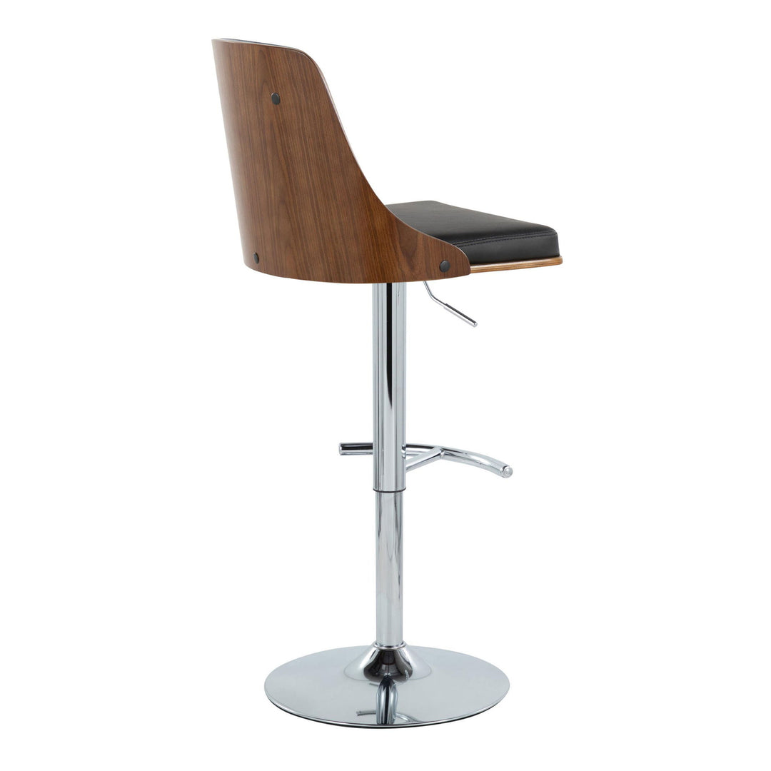 Gianna - Mid Century Modern Adjustable Barstool With Swivel With Rounded T Footrest (Set of 2)