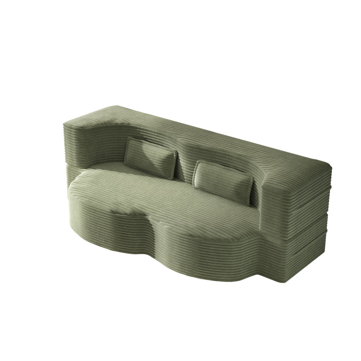 Modern Floor Sofa With 2 Pillows, Convertible Twin Size Folding Mattress For Living Room