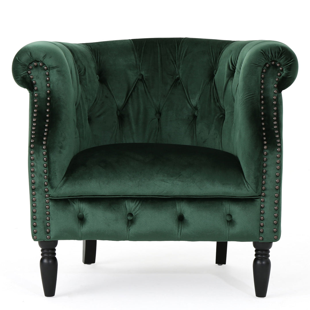 Celestialis - Upholstered Club Chair With Tub Design And Rolled Recessed Armrests