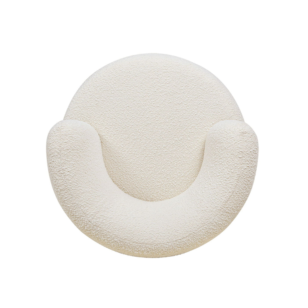 Fuji - 360 Swivel Low Barrel Back Accent Chair - Ivory White