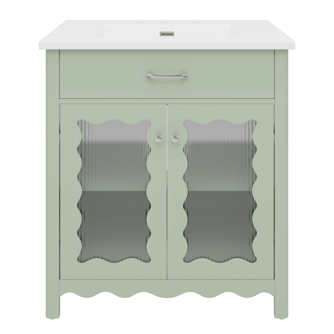 Modern Bathroom Vanity With Tempered Glass Doors