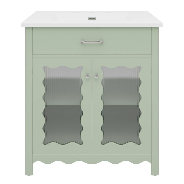 Modern Bathroom Vanity With Tempered Glass Doors