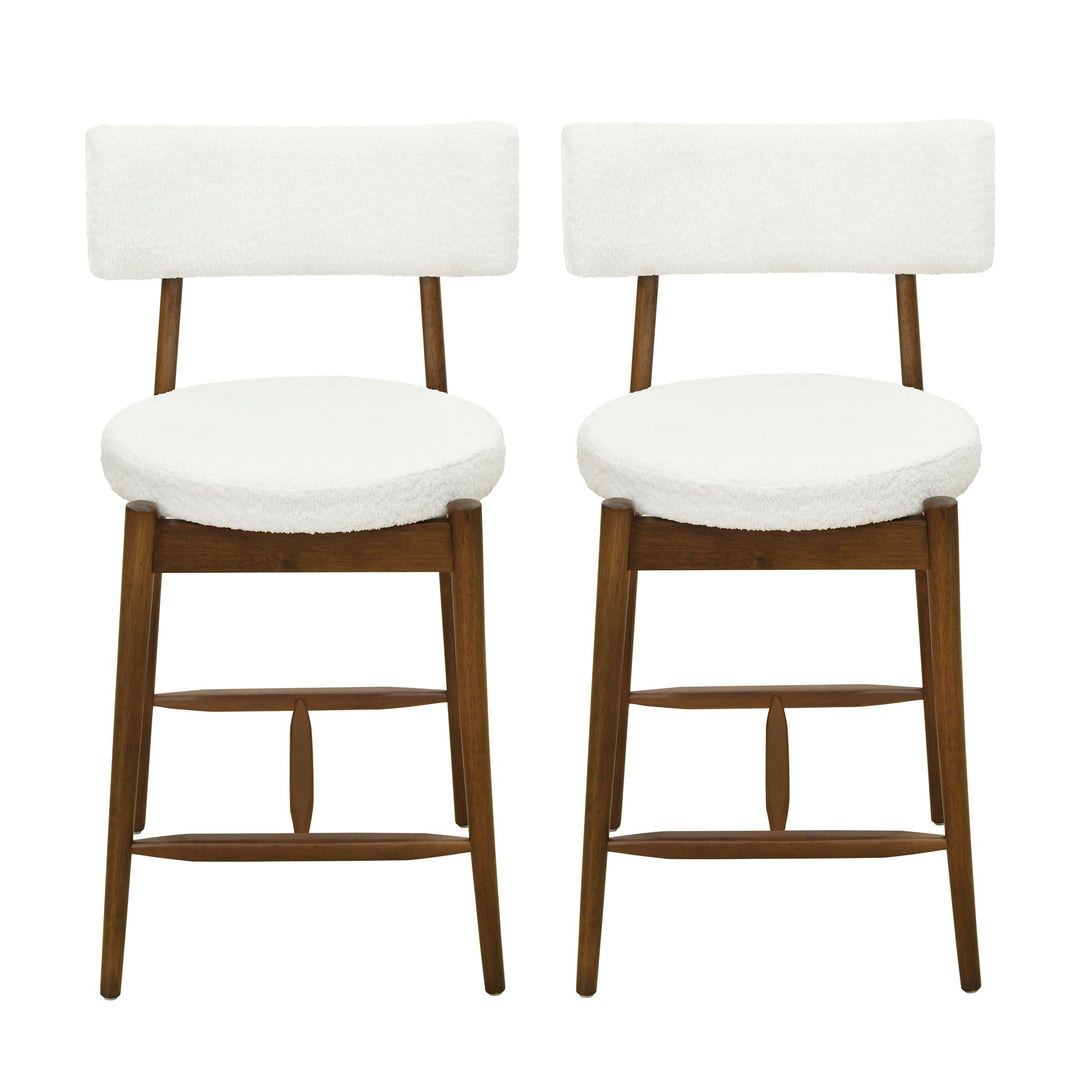 Mid Century Modern Counter Stools, Fabric Upholstered Chairs