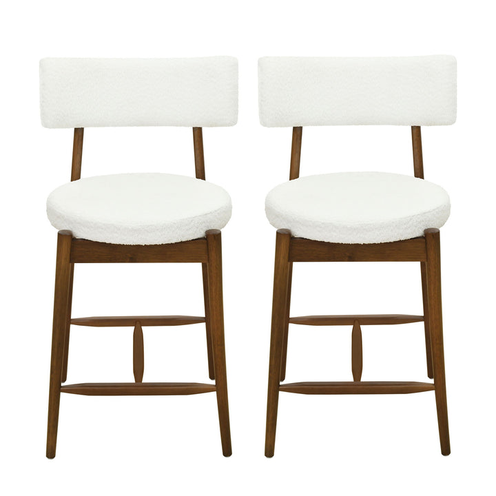 Mid Century Modern Counter Stools, Fabric Upholstered Chairs