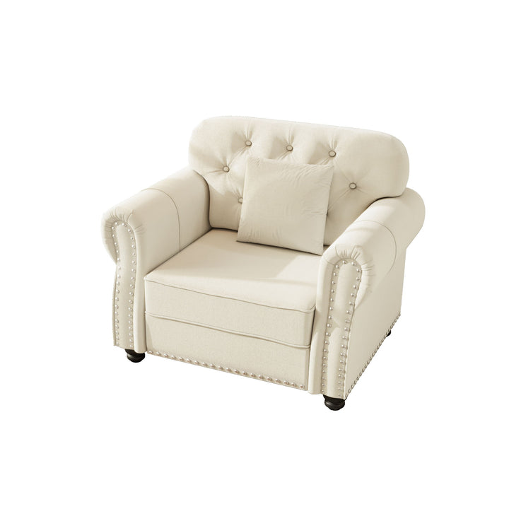Upholstered Sofa With Nailhead Trim And Rolled Armrests