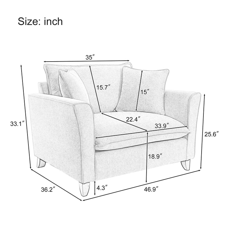 Oversized Armchair, Chenille Fabric, Comfy Chair And A Half Single Sofa With Pillow For Living Room