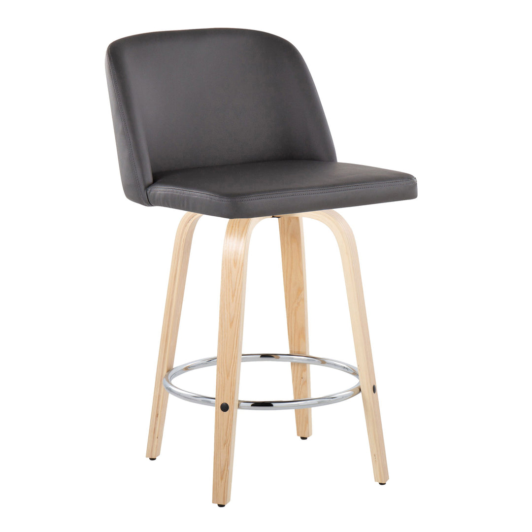Toriano - Contemporary Fixed-Height Counter Stool With Swivel And Round Footrest (Set of 2)