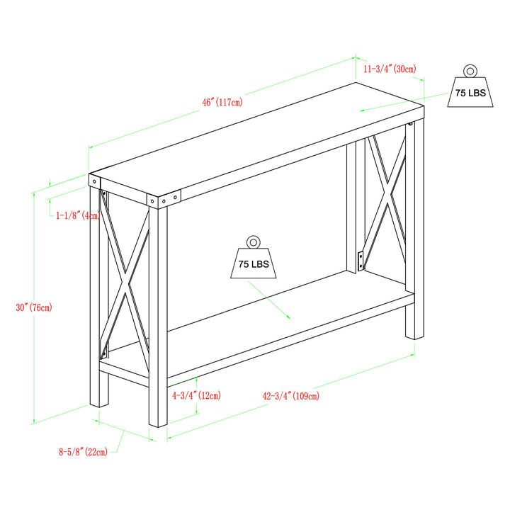 Farmhouse Metal X Table With Lower Shelf