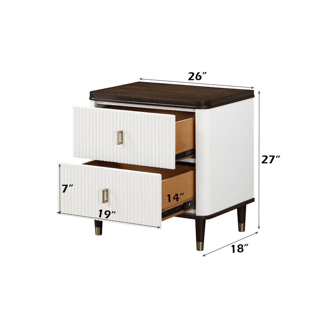 Carena - Night Stand With USB - White / Walnut
