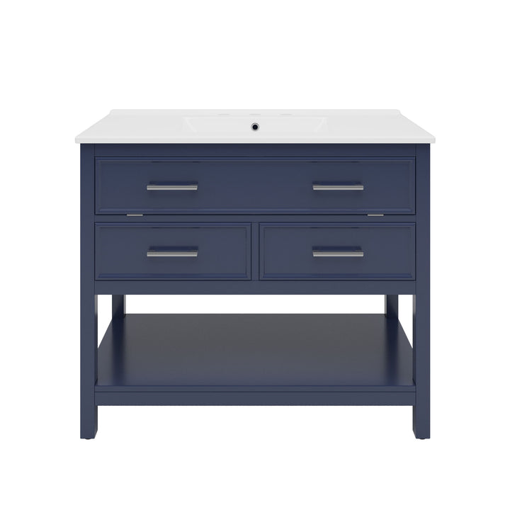 Bathroom Vanity With Ceramic Sink, Tip Out Tray & 2 Full Extension Drawers