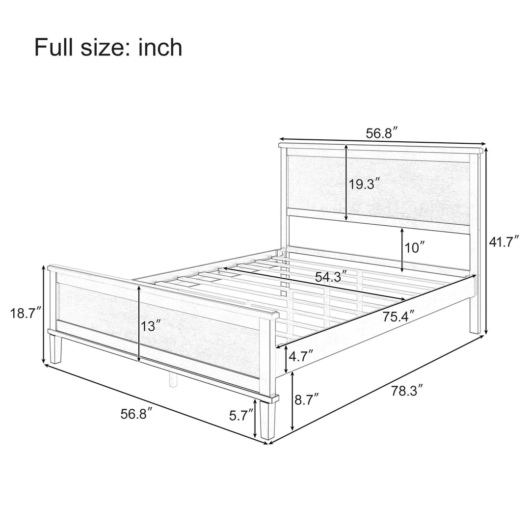 Mid-Century Platform Bed With Headboard And Slat Support, No Box Spring Needed