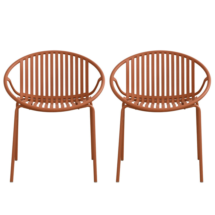 Stackable Outdoor Chairs With Breathable Plastic Backrest (Set of 2)