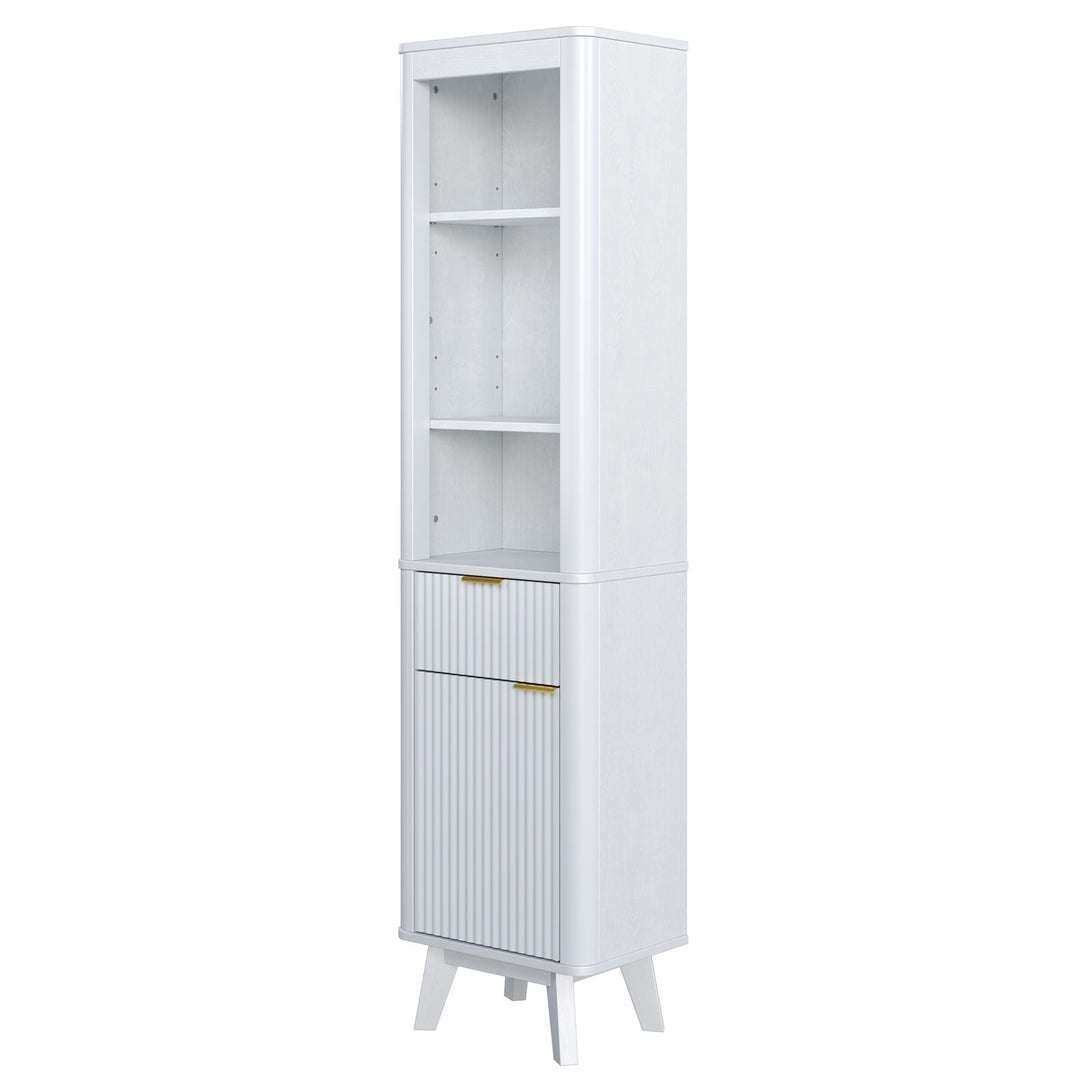 Tall Bathroom Storage Cabinet With Adjustable Shelves And 1 Drawer & Door