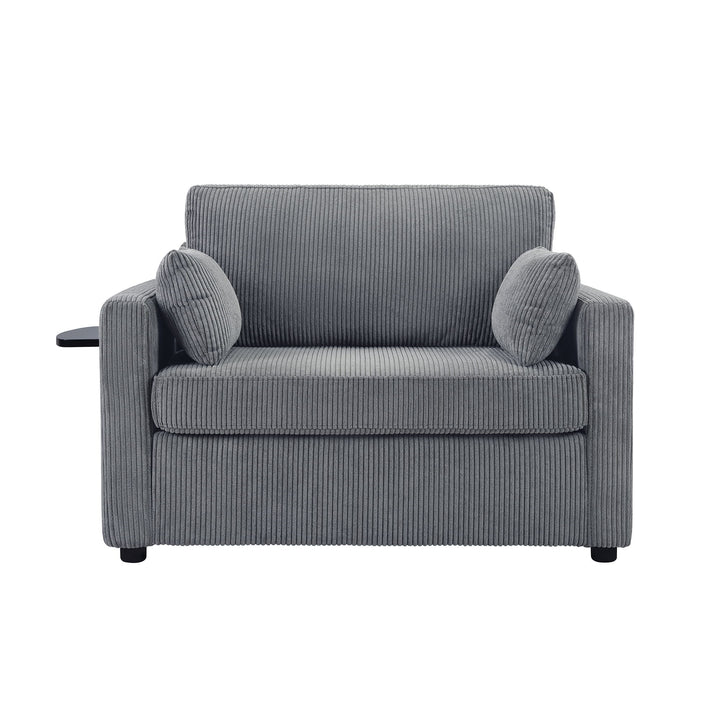 Sleeper Sofa With Foldable Mattress, USB Ports, Side Table & Storage Pocket