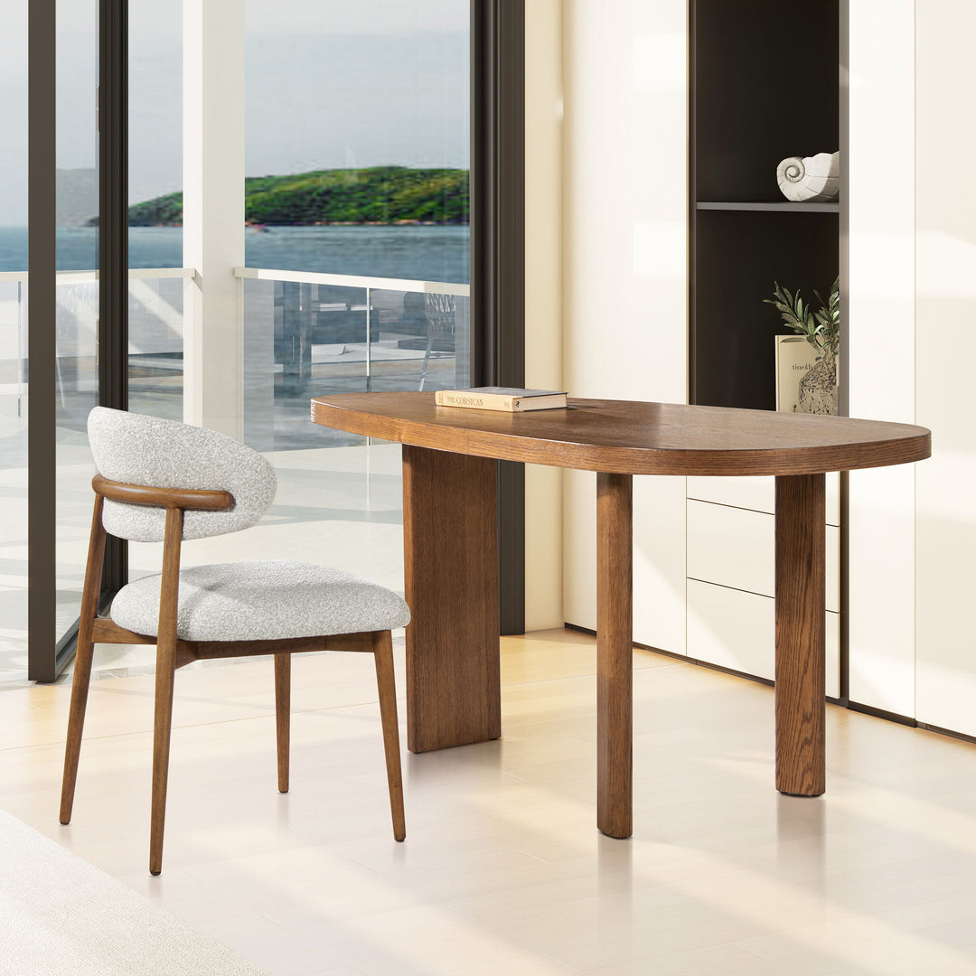Melvin - Modern Oak Oblong Oval Console Desk - Cafe Brown Oak