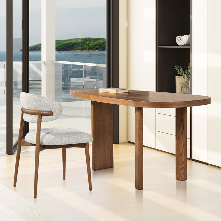 Melvin - Modern Oak Oblong Oval Console Desk - Cafe Brown Oak