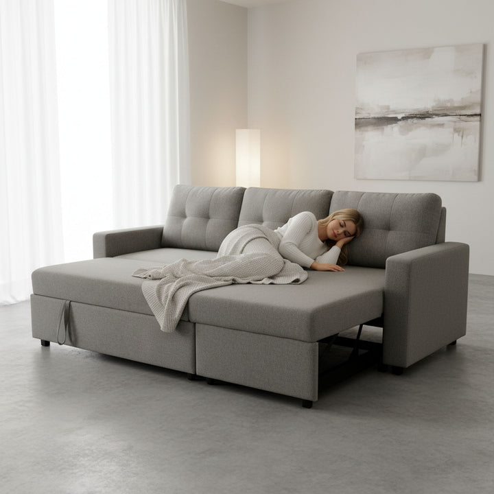 Convertible L Shaped Sectional Sleeper Sofa Bed, Saving Pull Out Couch
