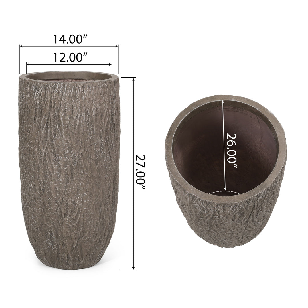 Magnesium Oxide Planter For Outdoor Use - Natural Wood