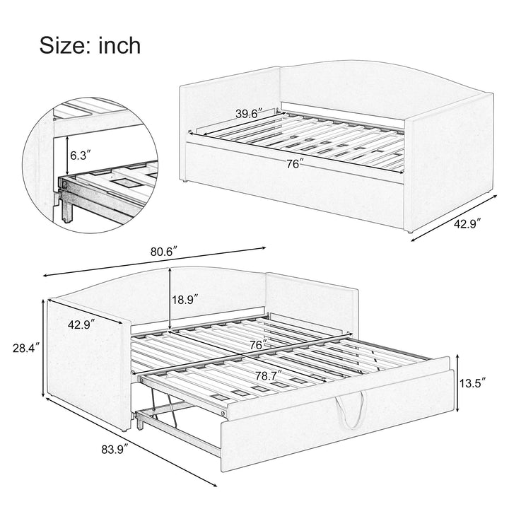 Daybed With Pop Up Trundle, Upholstered Sofa Bed