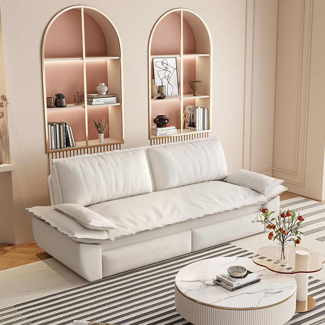 Queen Pull Out 3 In 1 Convertible Sleeper Sofa With Side Storage