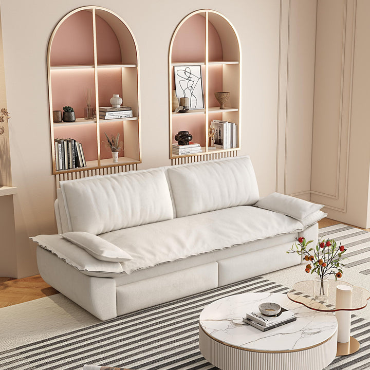 Queen Pull Out 3 In 1 Convertible Sleeper Sofa With Side Storage