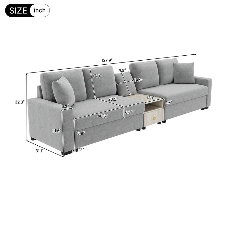 Modular Sofa Couch With Storage Armrest And Center Console