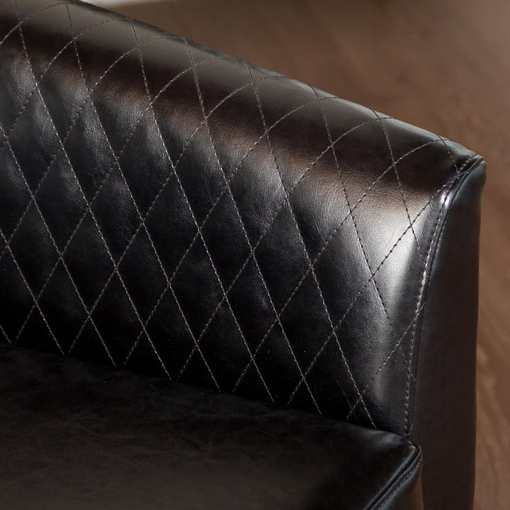 Faux Leather Club Chair With Nailhead Trim - Black