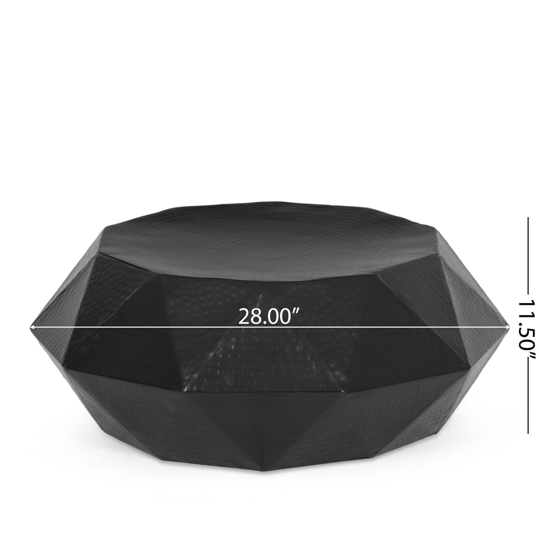 Modern Polygonal Coffee Table With Hammered Texture - Black