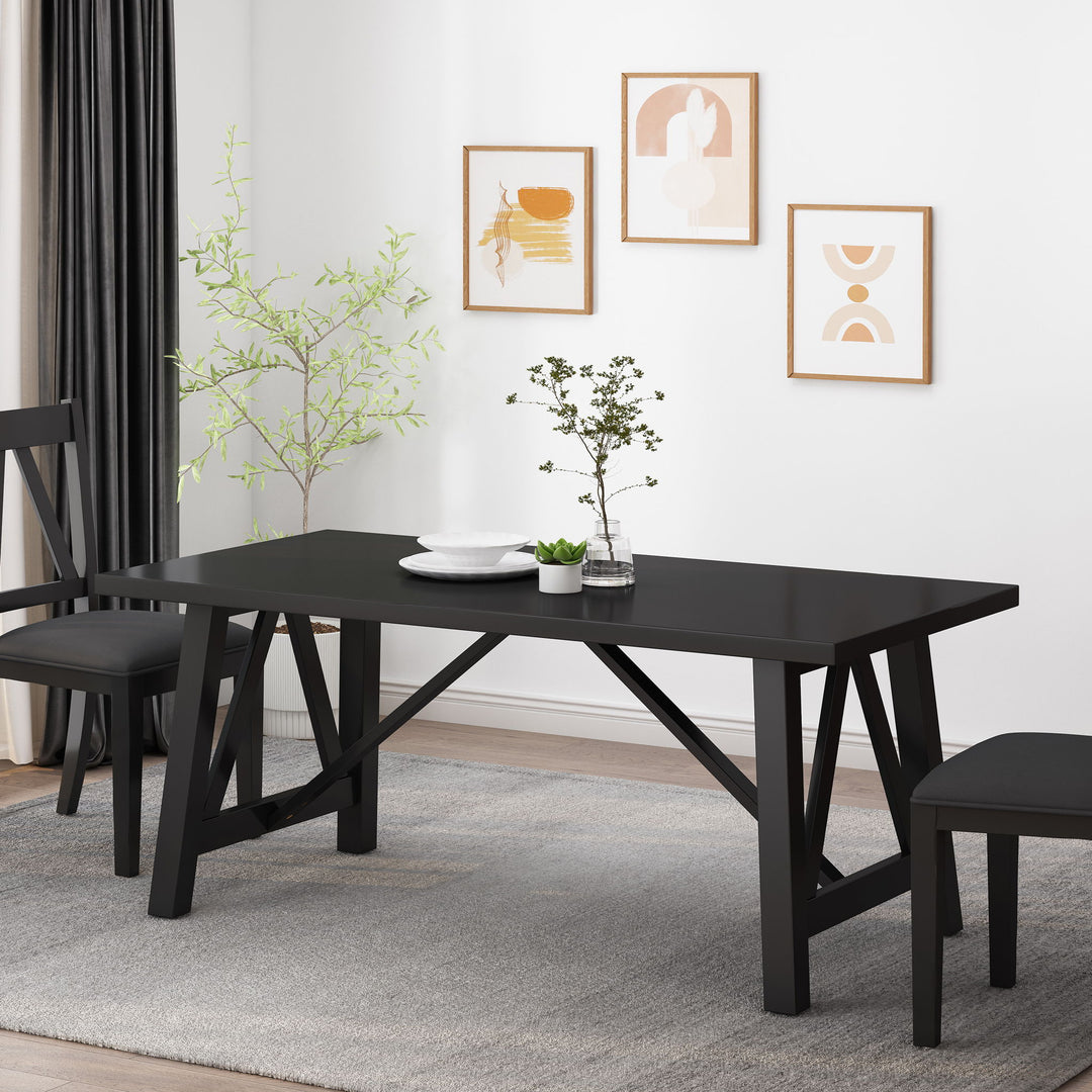 Farmhouse Style Dining Table With Wood Like Top
