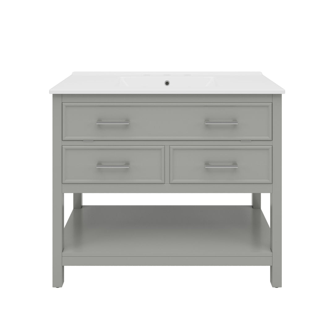Bathroom Vanity With Ceramic Sink, Tip Out Tray & 2 Full Extension Drawers