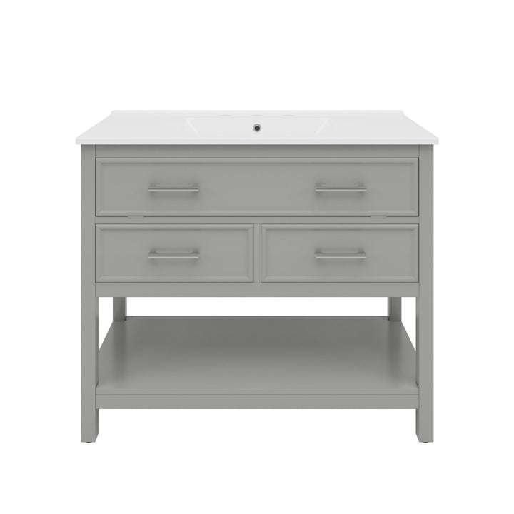 Bathroom Vanity With Ceramic Sink, Tip Out Tray & 2 Full Extension Drawers