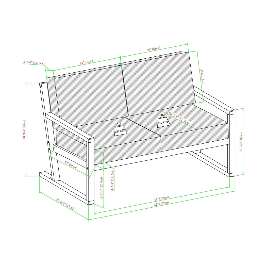 Contemporary Solid Wood Slat Back Patio Loveseat - Natural
