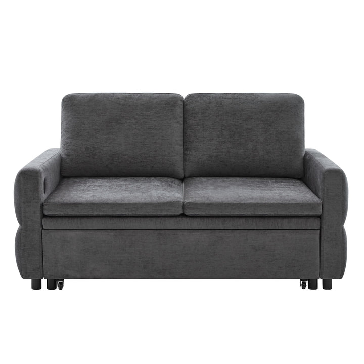Convertible Sofa Bed Loveseat With Adjustable Backrest And USB Ports