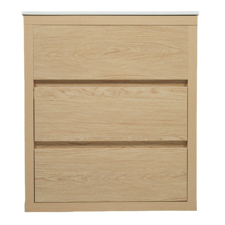 Freestanding Bathroom Vanity With Ceramic Sink, 2 Full Extension Drawers