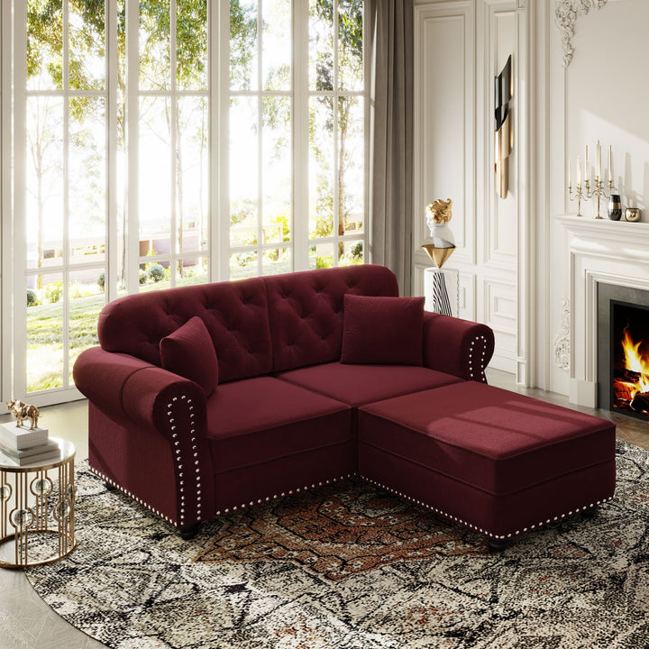 Upholstered Sofa Set With Nailhead Trim And Rolled Armrests, Includes Pillows