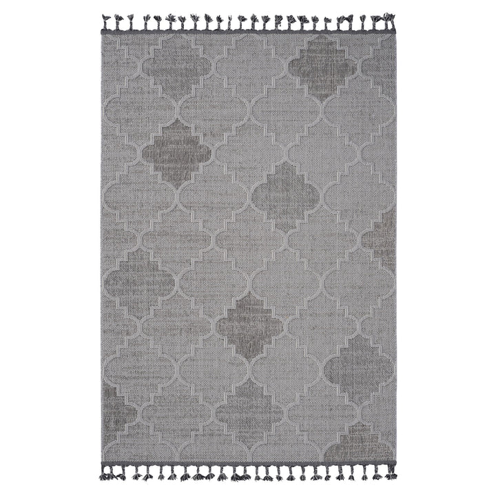 Guros - 6' X 9' Trellis Indoor / Outdoor Area Rug - White / Gray