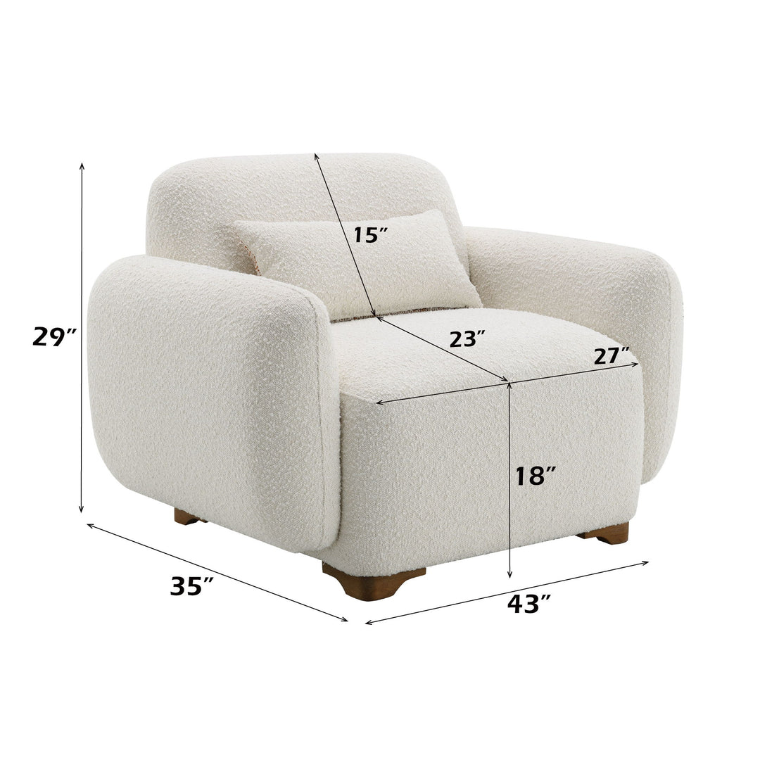 Darius - Boucle Accent Chair With 1 Toss Pillow - Beige