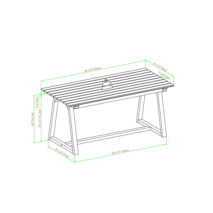 Contemporary Solid Wood Slat Top Patio Dining Table