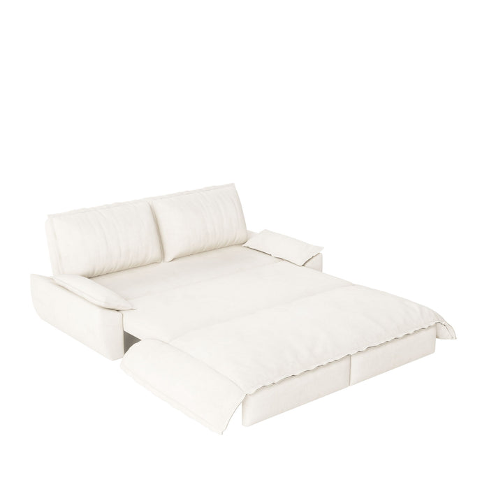 Queen Pull Out 3 In 1 Convertible Sleeper Sofa With Side Storage