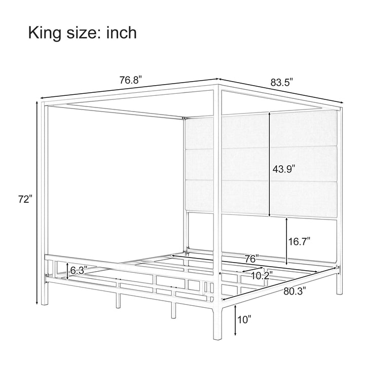 Modern Canopy Bed With Tall Upholstered Headboard