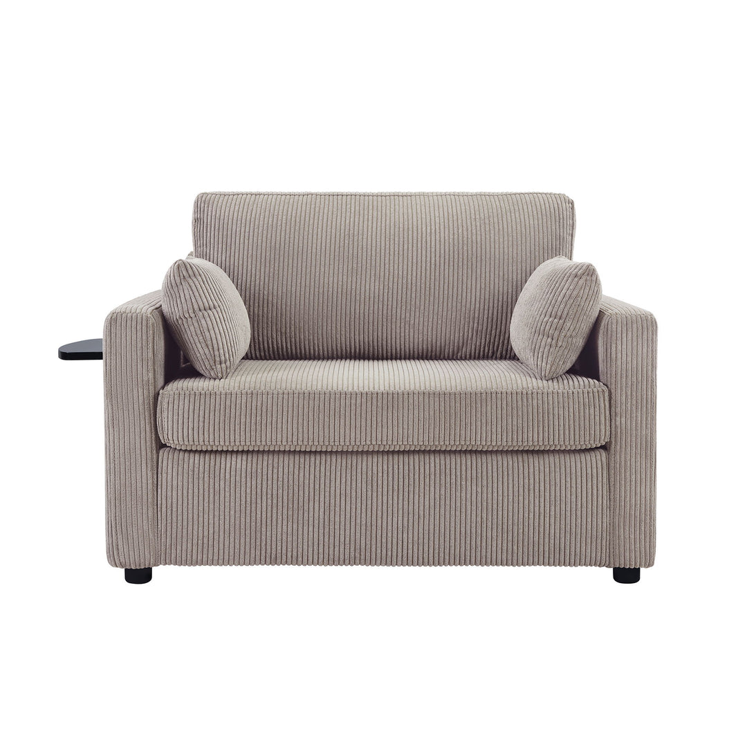 Sleeper Sofa With Foldable Mattress, USB Ports, Side Table & Storage Pocket