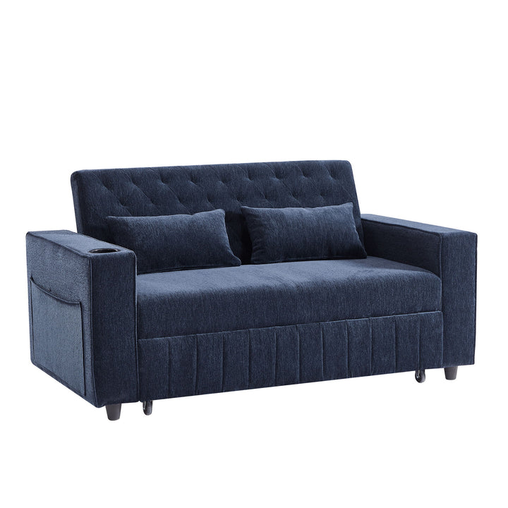 Pull-Out Sofa Bed Convertible Couch With Adjustable Backrest For Living Room